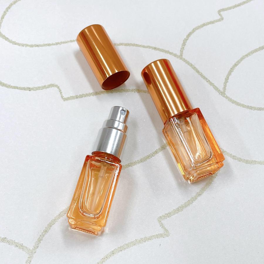 スクエア型 スプレー 容器】4ml クリアオレンジ メタリック オレンジ