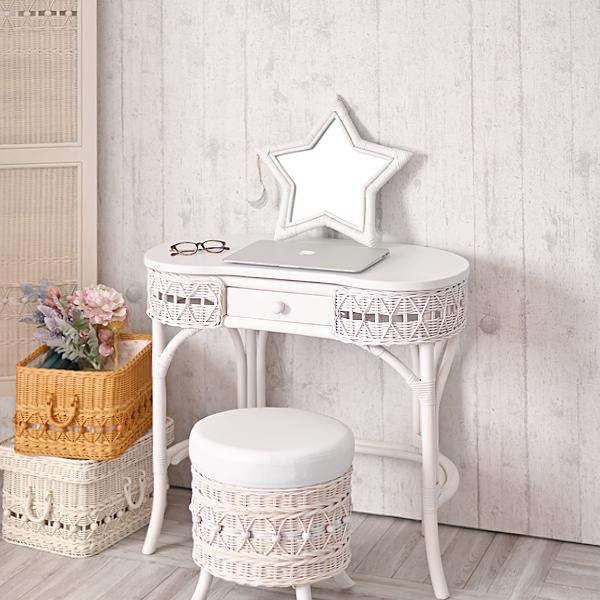 デスク ドレッサー ラタン テーブル コンパクト 机 家具 木製 アジアン