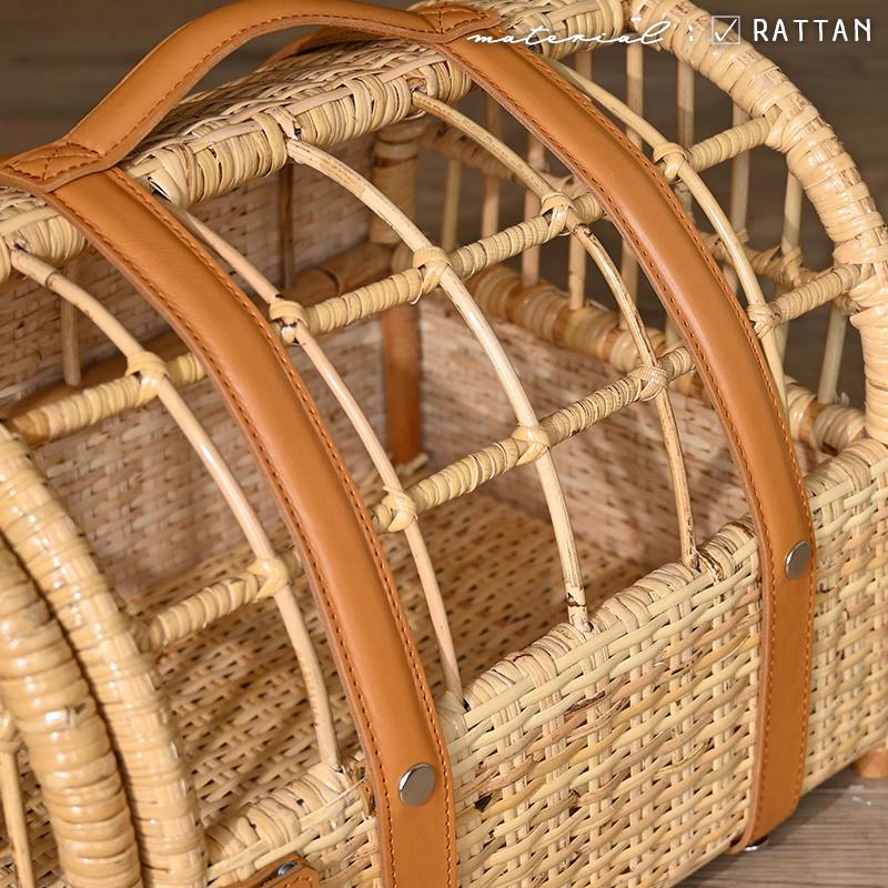 ペットキャリー おしゃれ ラタン バスケット ナチュラル 北欧 GK109N