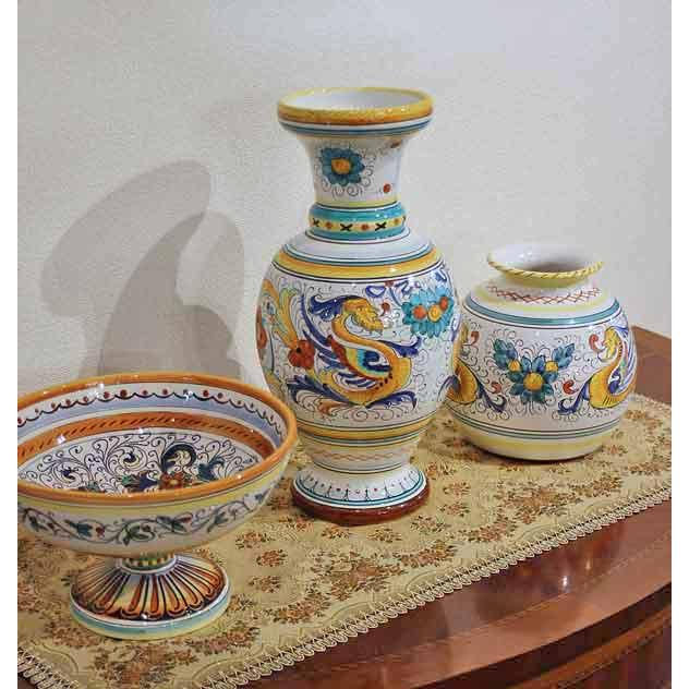 イタリア製 輸入雑貨 花瓶 マヨルカ焼き デルータ Deruta ドラゴン