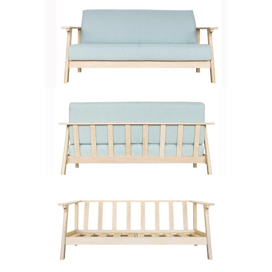 ソファ 2.5人掛け 北欧風 天然木フレーム オーク材 幅163cm （ 開梱