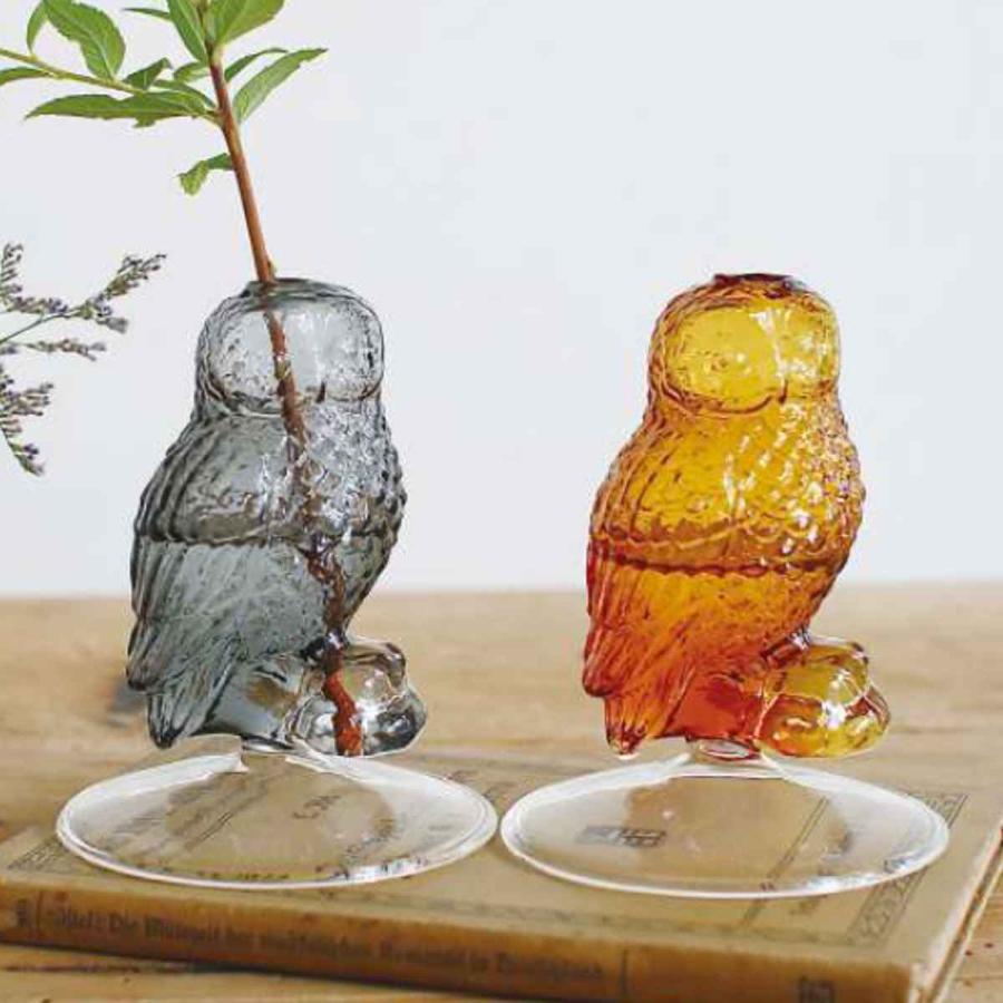 花瓶 ガラス フクロウベース （ 花ビン 花びん 花器 フラワーベース
