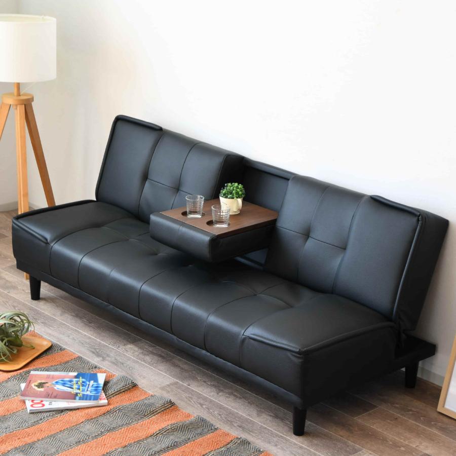 ソファベッド 幅183cm ドリンクホルダー付 ウイング （ ソファーベッド