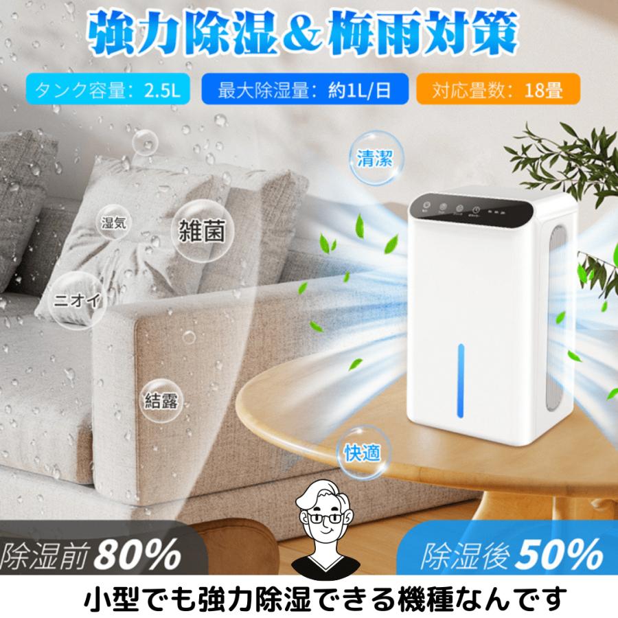 除湿 タンク容量2.5L CT-6 ペルチェ式 1L 小型除湿器 省エネ 強力