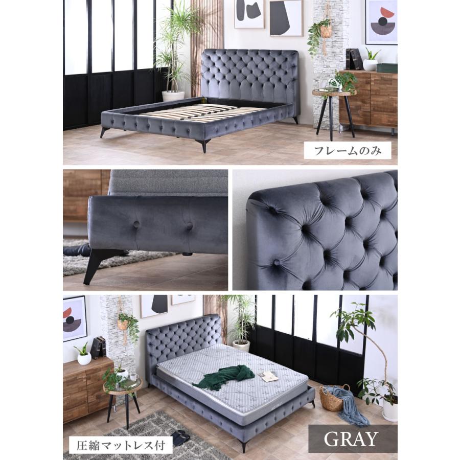 SNSで話題 ベッド ベッドフレーム 高級 ダブルベッド ダブル ベロア