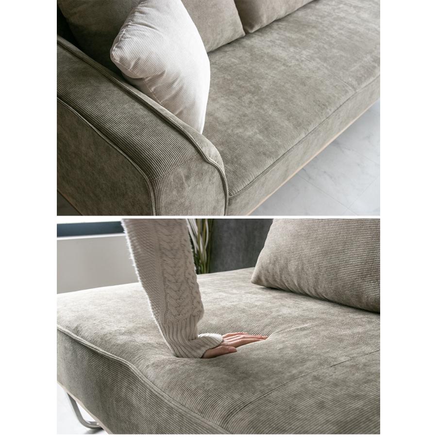 ソファ ソファー コーデュロイ 3人掛け カウチソファ ファブリック L字