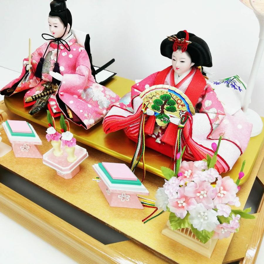 久月 雛人形 ケース飾り 木目ガラスケース 親王飾り 66769 コンパクト