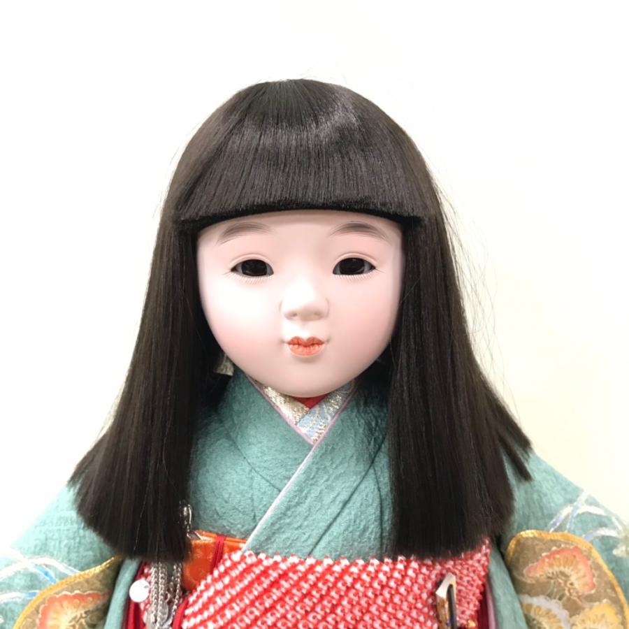 市松人形 尺二 金彩京友禅 扇面に松竹梅青磁 CS-BM23610-43 日本人形