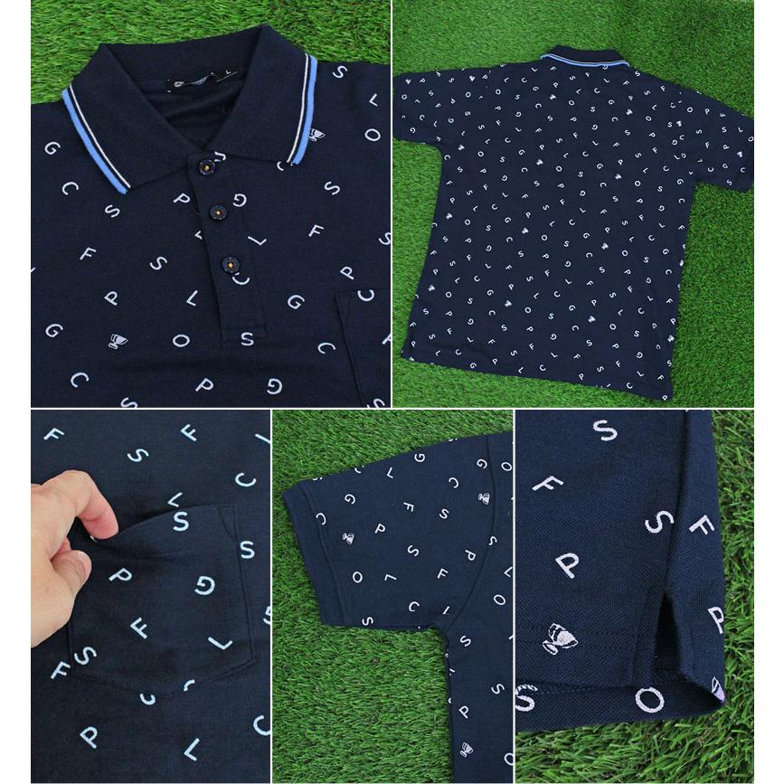 ポロシャツ ゴルフ メンズ ゴルフウェア アルファベットロゴ 総柄 速乾