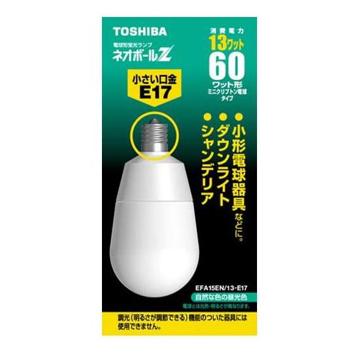 TOSHIBA（東芝） 電球形蛍光ランプ EFA15EN/13-E17 60ワット形 昼白色