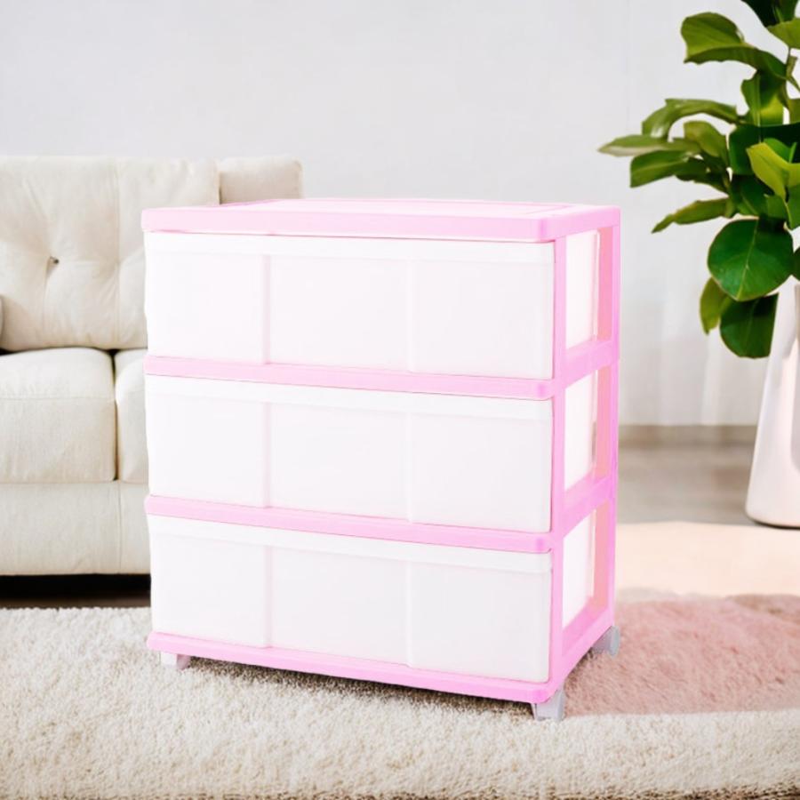 衣装ケース 収納ケース 引き出し プラスチック ワイド チェスト 3段