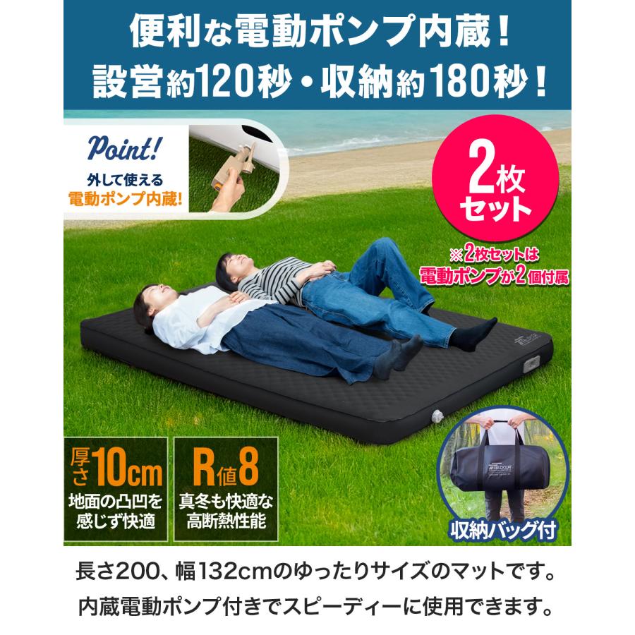 FIELDOOR（フィールドア） キャンプ マット ダブル 2個セット 極厚