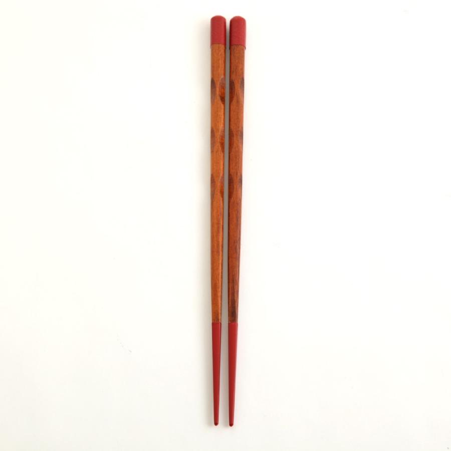 みよし漆器本舗 天然木製 彫刻箸 赤 23cm お箸 おはし おしゃれ