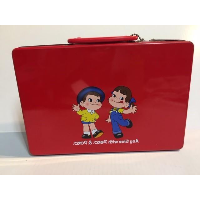 不二家（FUJIYA） ◎不二家ペコちゃん ブリキ缶 赤色 トランクブリキ