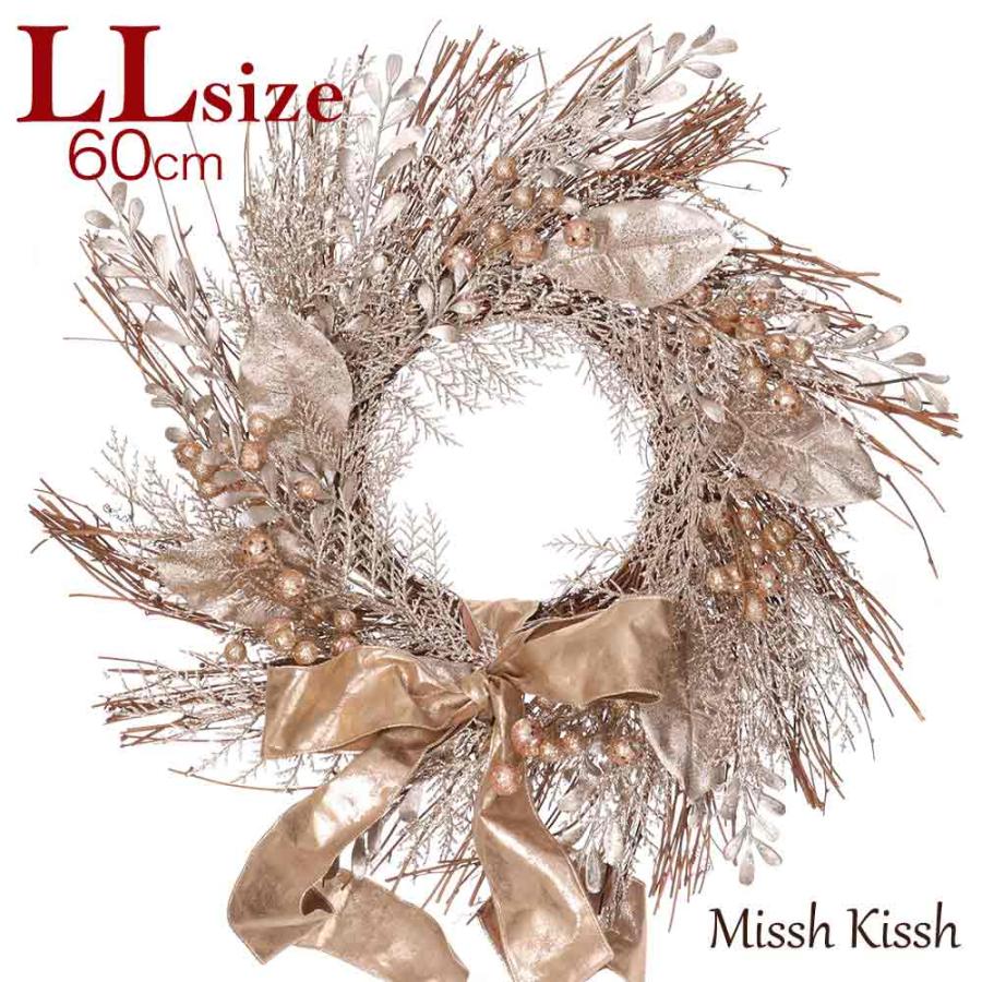 リース クリスマス 60cm リボン シャンパン Lサイズ 大きい Ribbon