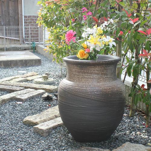 ポイント15倍]信楽焼 大きな 花瓶 灰釉 かぶり 22号 おしゃれ 大壺