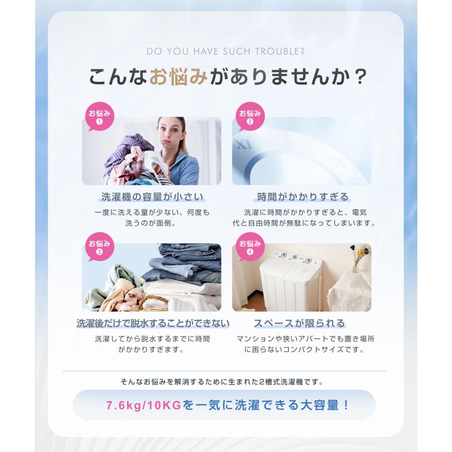 SENTERN 二槽式洗濯機 洗濯10kg 脱水6kg 分け洗い 送料無料 縦型 節電