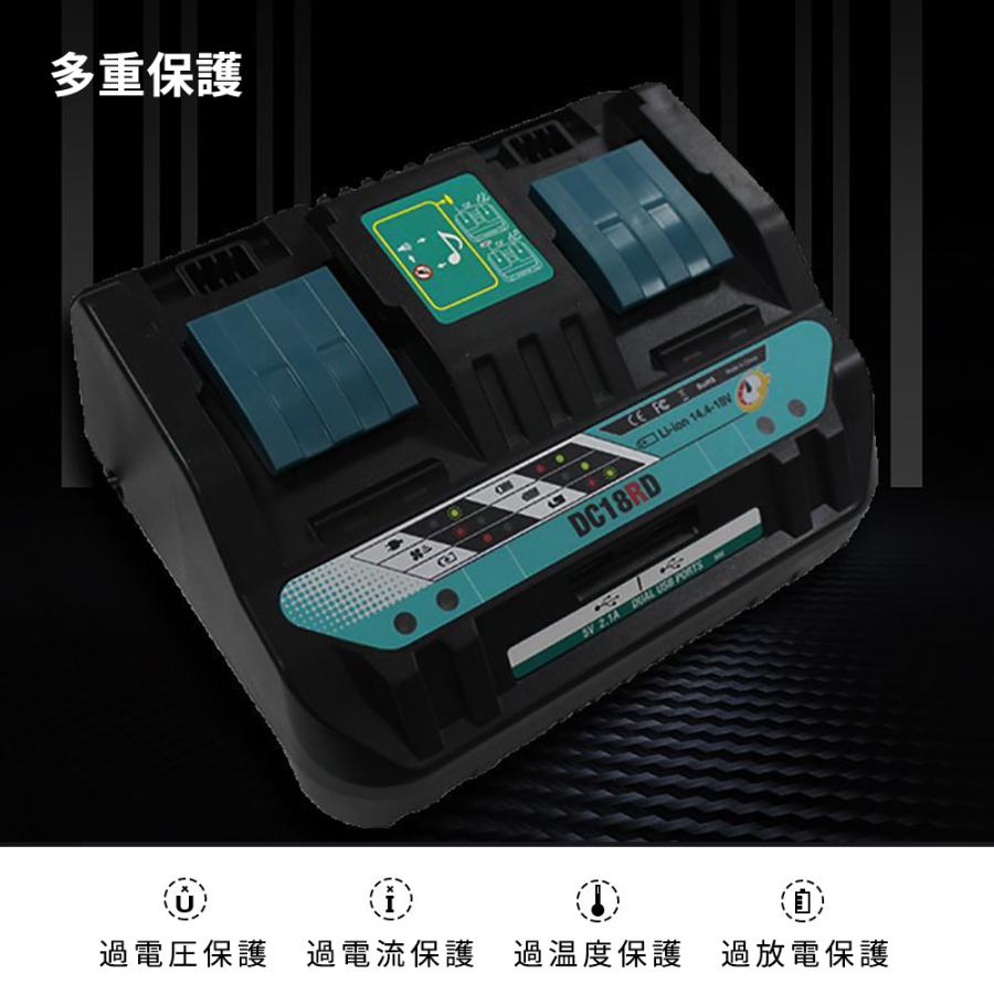 マキタ（makita） 2口急速充電器 ダブルUSBポート搭載 スマホ充電対応