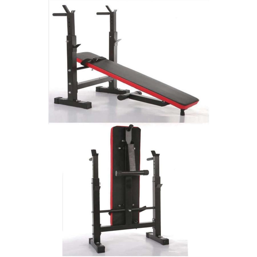 バーベル台付き フラットベンチ トレーニングベンチ ベンチプレス