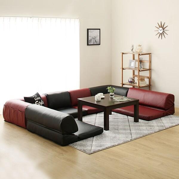 ニトリ（NITORI） ポケット付きロータイプコーナーソファ3点セット 3人