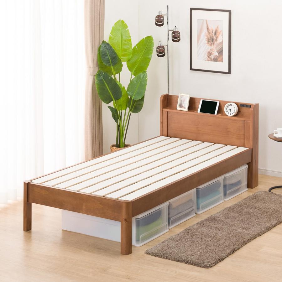 ニトリ（NITORI） ベッド シングル 頑丈こぼれ止め棚付きベッド