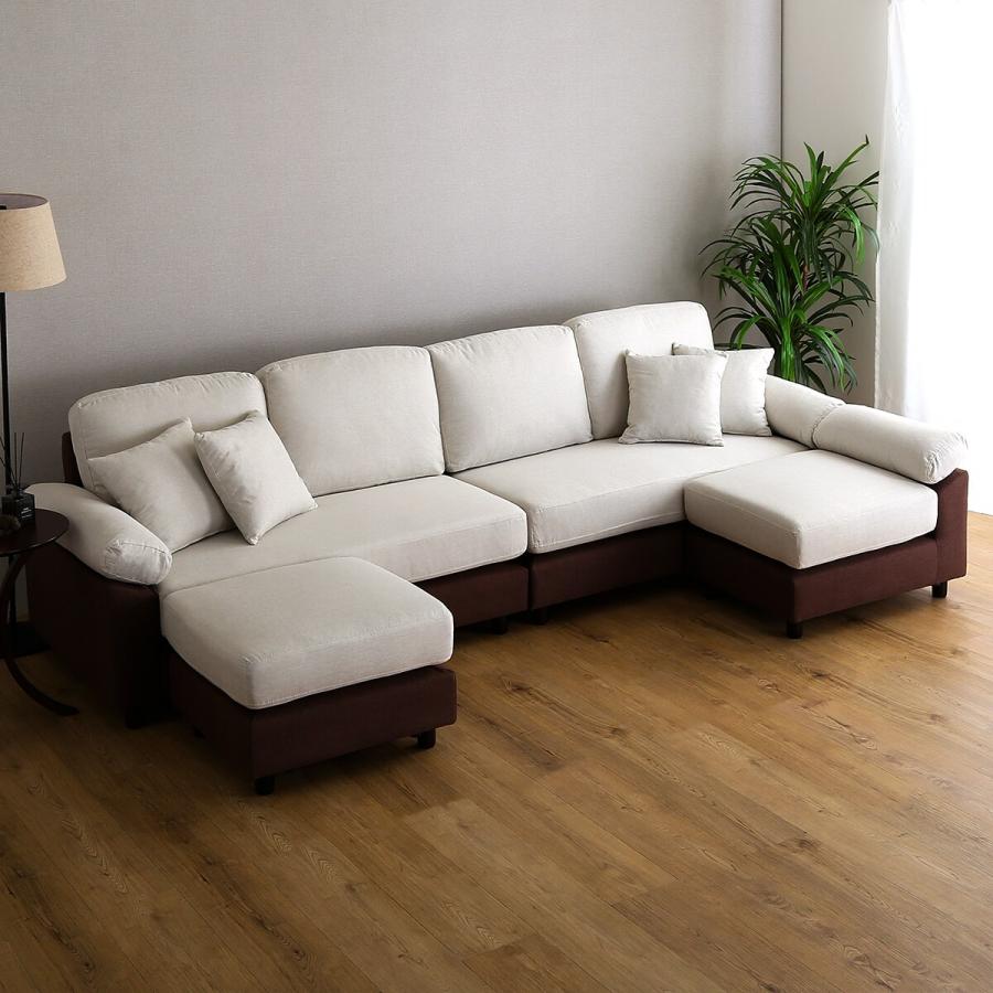 ニトリ（NITORI） ソファー ソファ 布張りツートン6人掛けコーナー