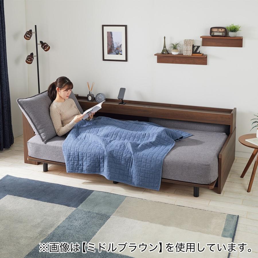 ニトリ（NITORI） 3Way ベッドソファセット＋サイドラック付き(B2 MGY