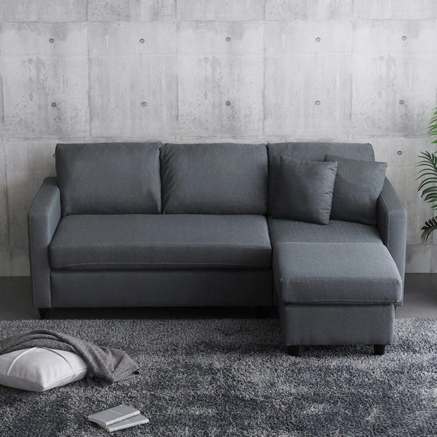 ニトリ（NITORI） カウチソファ (HT 3P CGY) ソファー ソファ 3人掛け