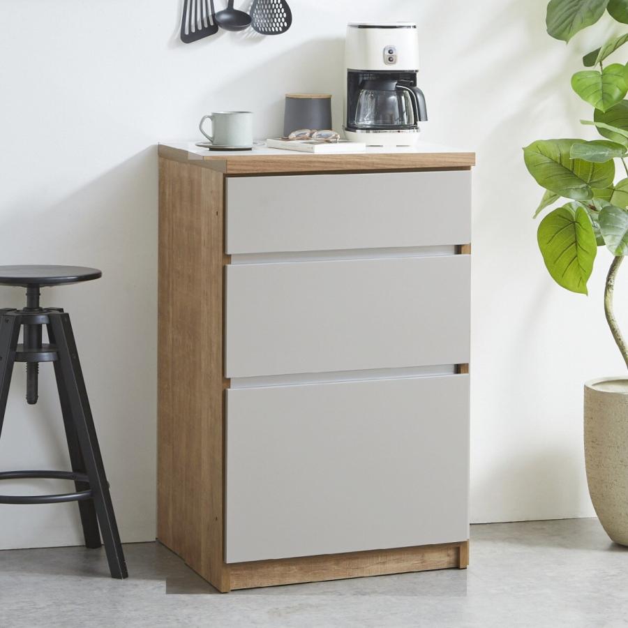 ニトリ（NITORI） キッチン収納カウンター (幅60cm 引き出し GY