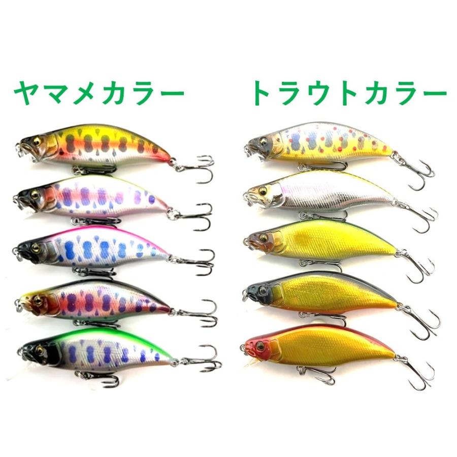 釣り具 ルアー 4.3g トラウトミノー 5色 ルアーセット シンキング