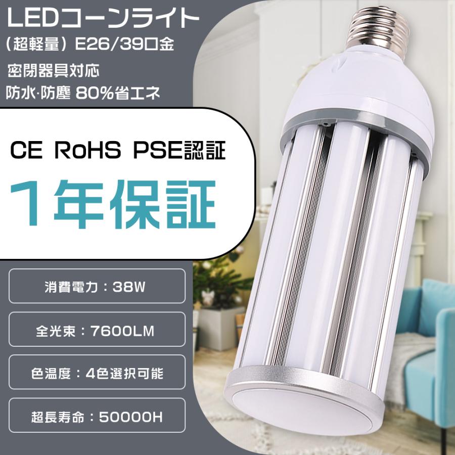 LED水銀ランプ E26/39 LEDコーンライト 38W 300W水銀灯相当 HF300X