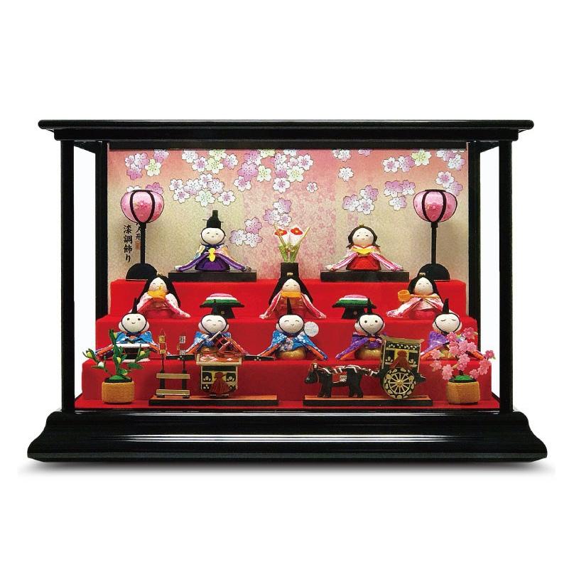 雛人形 リュウコドウ ひな人形 コンパクト ちりめん 10人 十人ケース