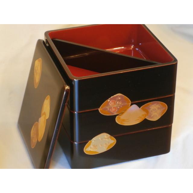 和食器 会津漆器 会津塗り お重 3段重箱 木製 6.0寸 三段重箱 溜内朱