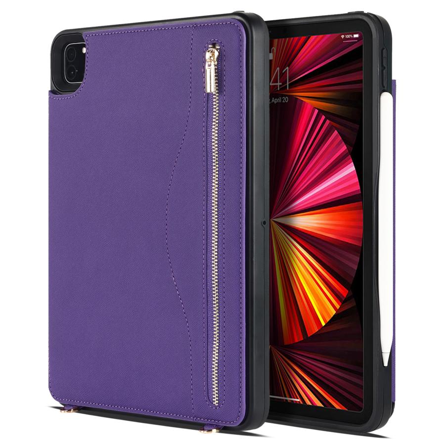 iPad Pro ケース 11 インチ ショルダー ポケット 背面 手帳型 ペン収納