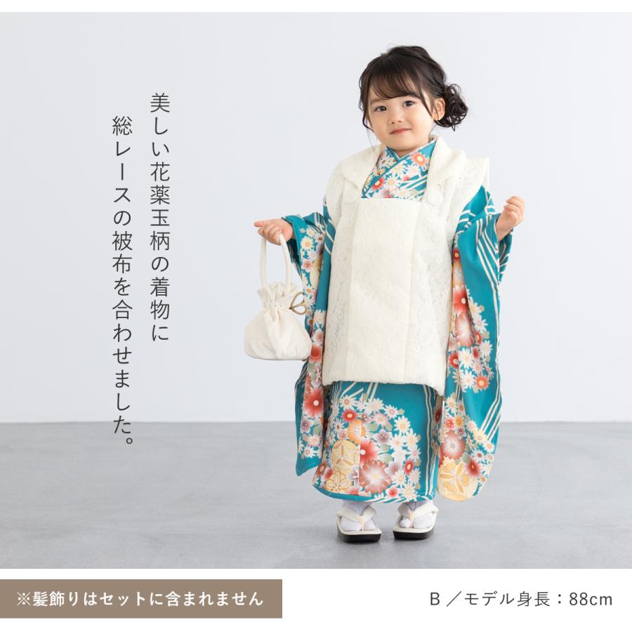 SOUBIEN（創美苑） 七五三 着物 3歳 女の子 着物セット 被布 襦袢 草履