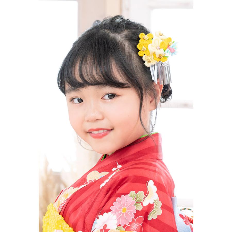 SOUBIEN（創美苑） 七五三 髪飾り 3歳 7歳 つまみ細工 黄色 イエロー