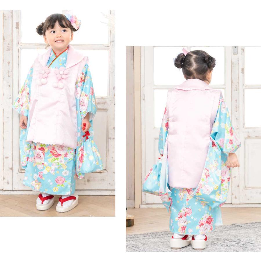 SOUBIEN（創美苑） レンタル 七五三 女の子 3歳 着物 被布 フルセット