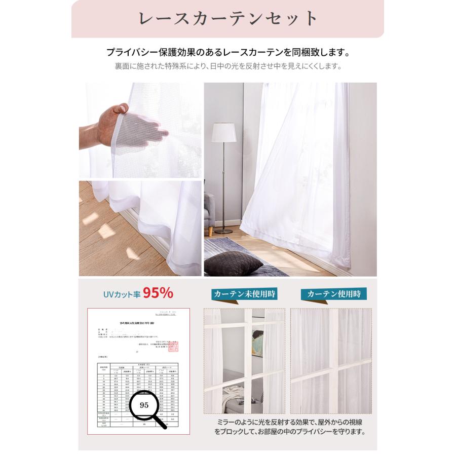 カーテン 4枚セット 遮光1級 レースカーテン付き カーテンセット 遮光