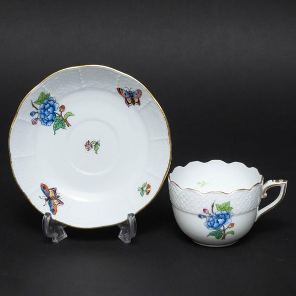 ヘレンド（HEREND） ヴィクトリア・花と蝶 モカカップ＆ソーサー