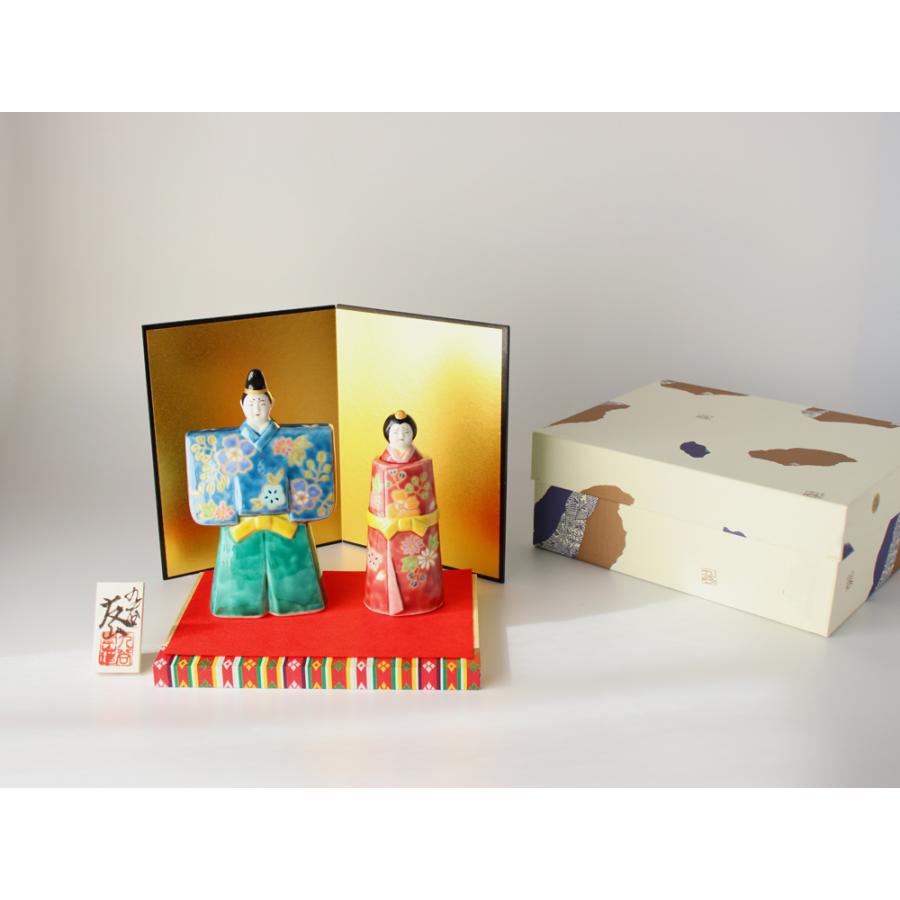 九谷焼 5.5号立雛人形 金花紋 親王飾り コンパクト おしゃれ 平飾り 二