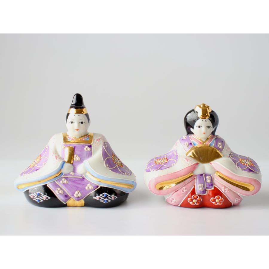 九谷焼 3号雛人形 花むらさき 親王飾り コンパクト おしゃれ 平飾り 二