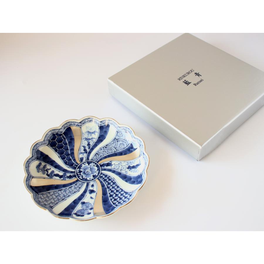 林九郎窯 古伊万里様式 藍青シリーズ 銀彩祥瑞 プレート16cm 波佐見焼