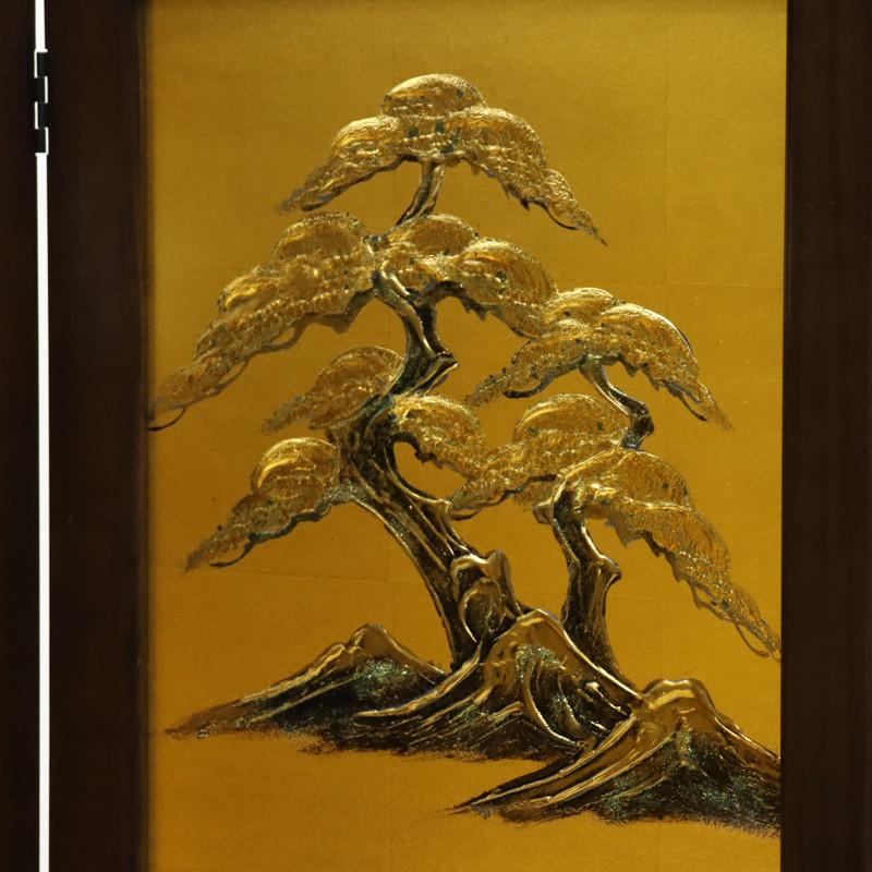 アウトレット品 五月人形 台屏風セット 35号*50/25号4曲*50 山水松 本