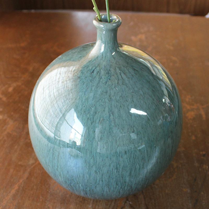 花瓶 難あり 貫入入っています 花器 フラワーベース 陶磁器 エメラルド