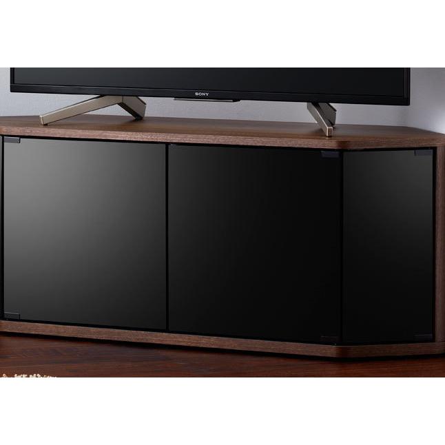 テレビ台 ローボード コーナー キャスター付き ブラックガラス扉 収納