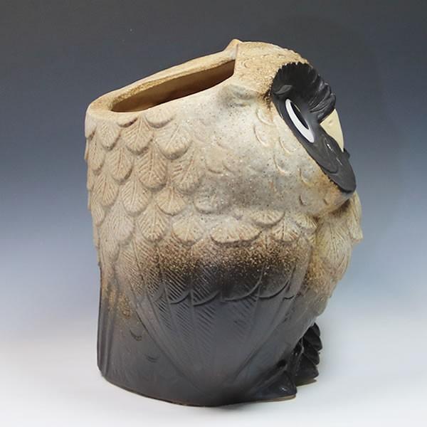 傘立て 陶器 信楽焼 おしゃれ ふくろう フクロウ 傘入れ モダン