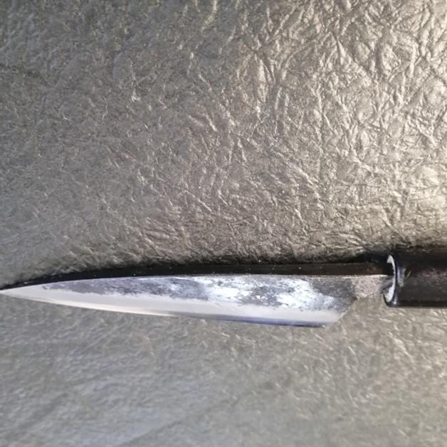 源明利 青二鋼 万能両刃 魚サバキ包丁 120mm 朴材柄 両刃小出刃包丁