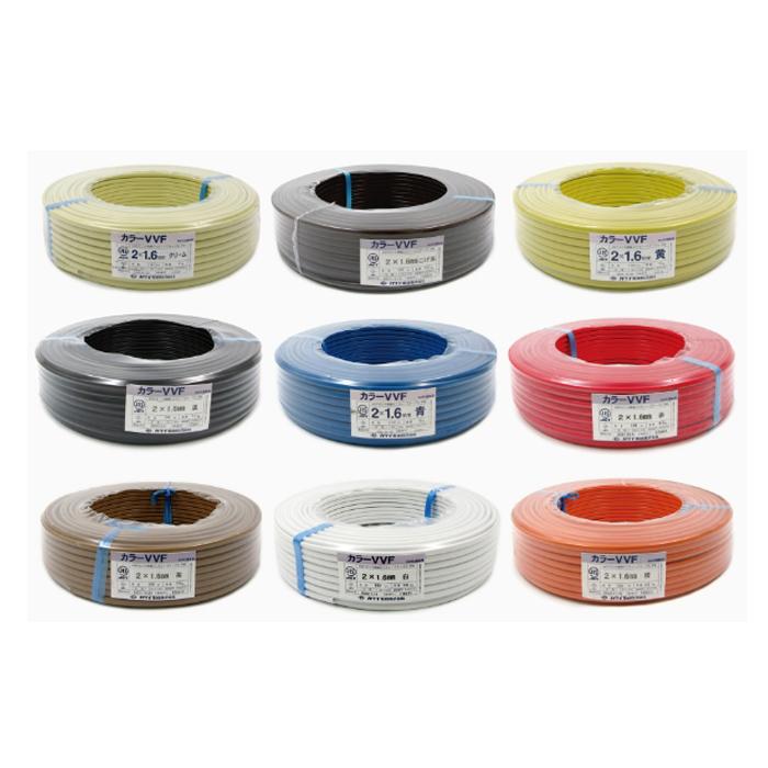 カワイ電線 VAケーブル VVF 1.6mm×2C 赤 600V 100m巻 : 資材まーけっと