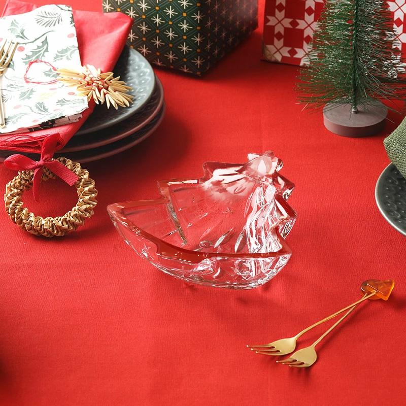 最大50%OFFセール】クリスマスツリー型 プレート 15cm ガラス製 お皿