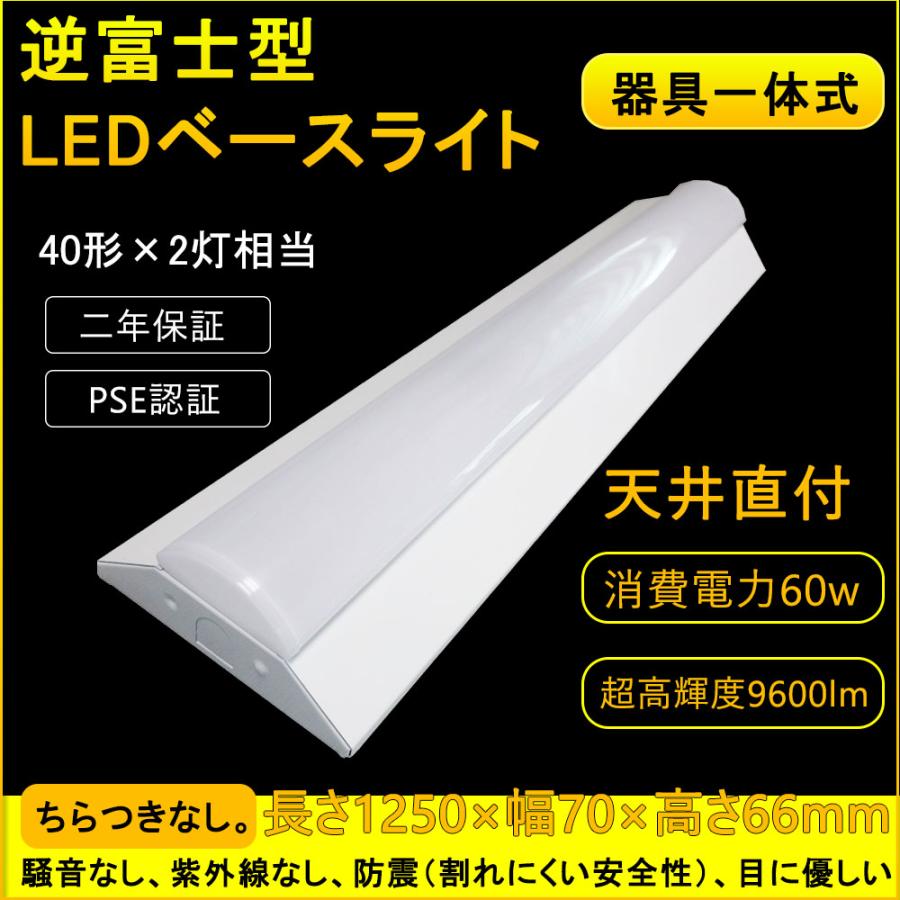 LED蛍光灯器具 逆富士型 40W形 器具一体形 高輝度 40形×2灯相当 led